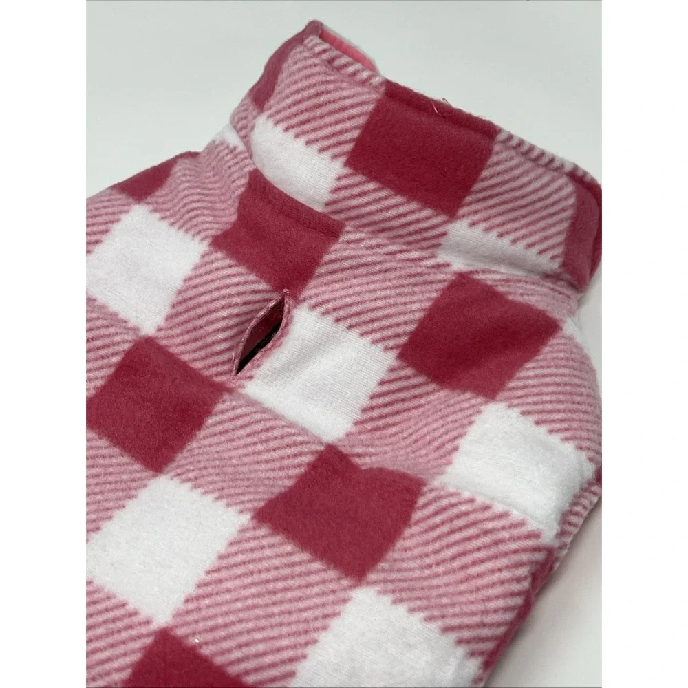 Dog Puffer Coat Reversible Reflective Waterproof Jacket Medium Pink Plaid Kuoser